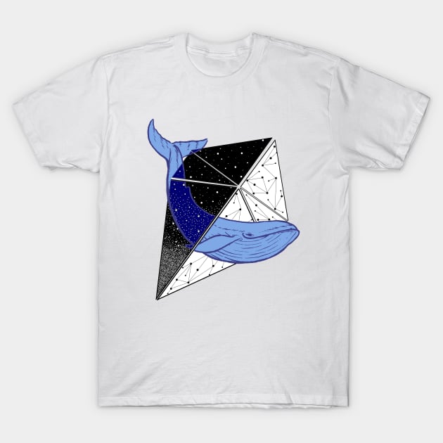 Space Whale geometric Star space design T-Shirt by creaturely